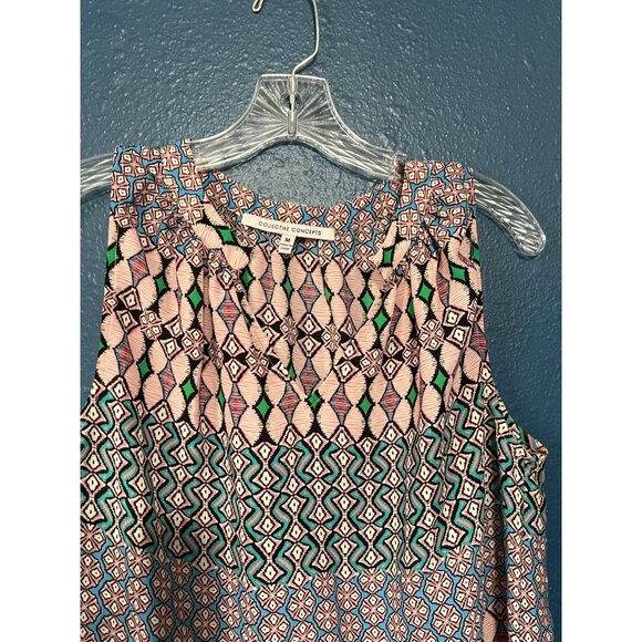 Geometric Print Blouse Size M Pink/Green - Picture 3 of 6